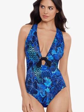 Magicsuit Blue Patterned Halter One-Piece Swimsuit